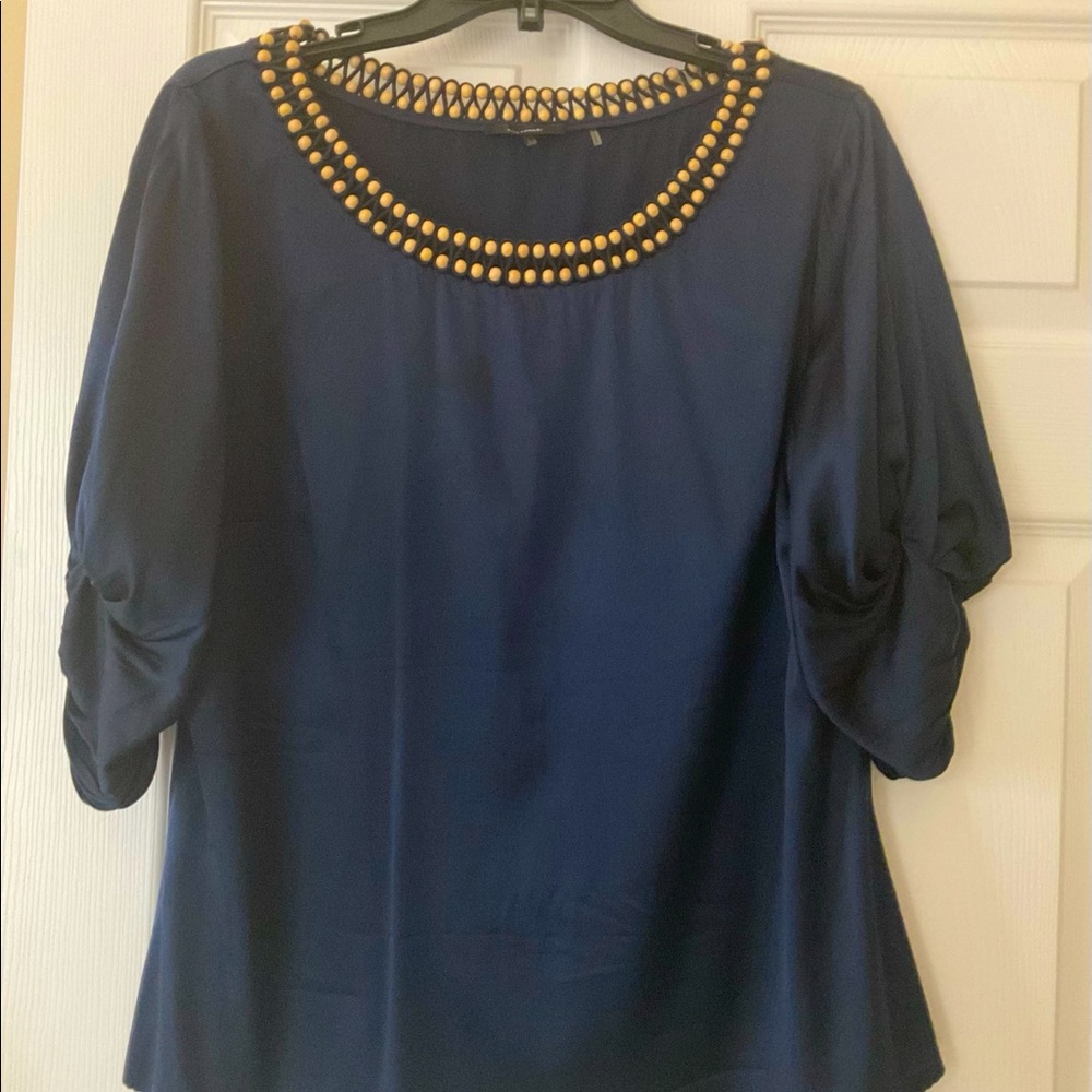 Elie Tahari Black Blouse with Bead Detail